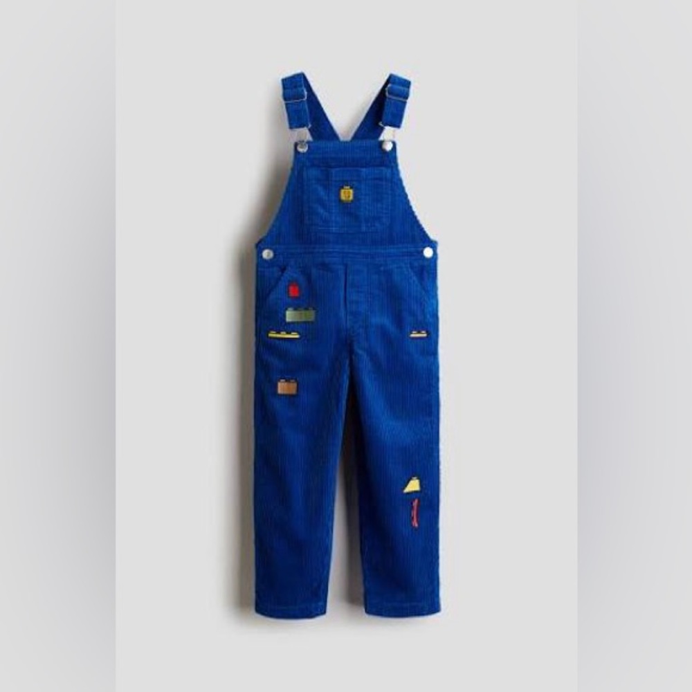 H&M x Lego embroidered detail corduroy overalls